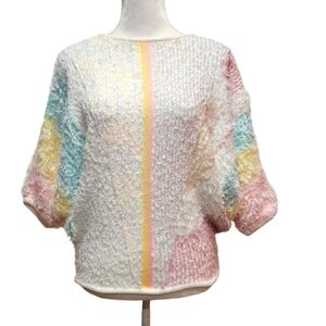 Mariea Kim Vintage 80s Pastel Dolman Sleeve Fuzzy Sweater Women's Size Large